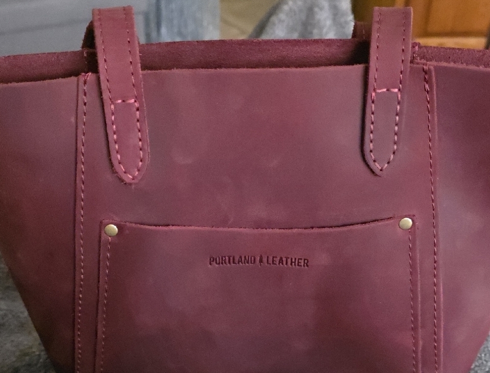 Portland Leather Red Tote Bag with Matte Finish